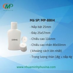 Chai nhựa nắp bật 100ml dẹp MP-BB04