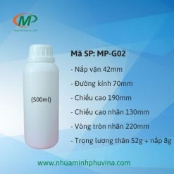 Chai nhựa 500ml tròn trơn MP-G02