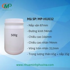 Hủ nhựa HDPE 500g tròn ngấn MP-HU032