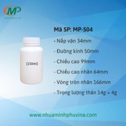 Chai nhựa 150ml tròn trơn MP-S04