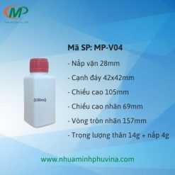 Chai nhựa 100ml vuông MP-V04
