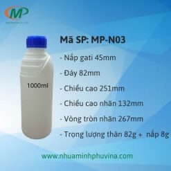 Chai nhựa HDPE 1lít có ngấn MP-N03