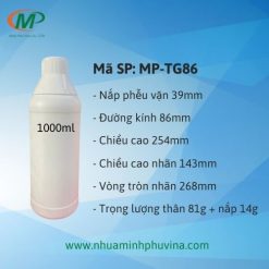 Chai nhựa HDPE nắp phễu 1lít MP-TG86